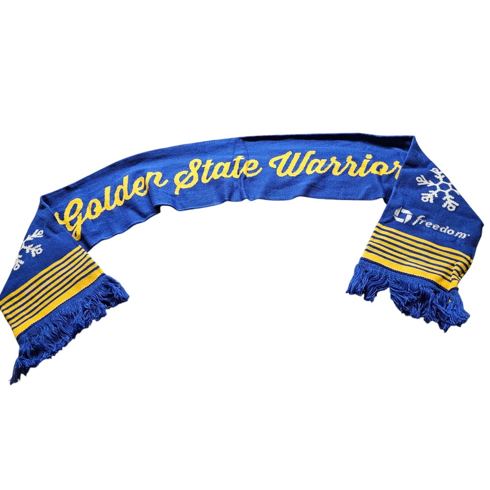 Golden State Warriors NBA Scarf Unisex OS Blue Yellow NBA Basketball Winter Logo